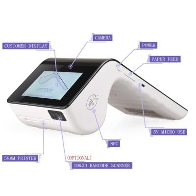 China 2 Inch Portable Android NFC Device Machine Payment Handheld Display Receipt All In One Dual Touch Screen Cash Register For Hotel for sale