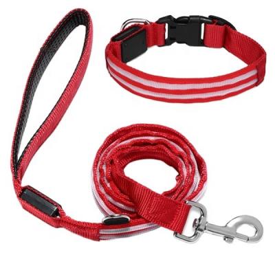 China Reflective Dual Fiber LED Rechargeable Retractable Dog Leash Light Up for sale