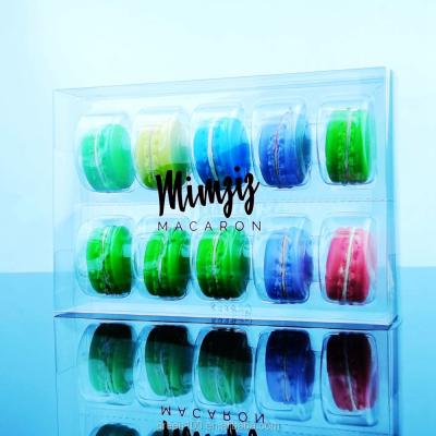 China Recyclable Custom Printed Wedding Macaron Bakery Gift Blister Tray Package 10pcs Logo Macarons Packaging Boxes for sale