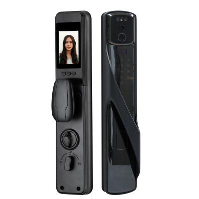 China 3D face+camera+smart aluminum fingerprint door lock good quality password+key+card+app fingerprint door lock auto smart phone with HD real shot for sale