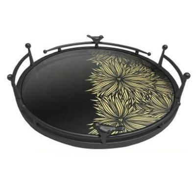 China New Design 2022 Modern Luxury Kitchen Restaurant Vintage Black Metal Home Coffee Table Tray Serving for sale