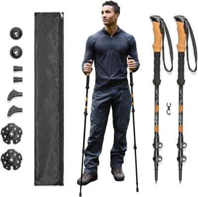 China Cork Trekking Poles-Lightweight Collapsible Hiking Poles for Backpacking Gear-Walking Sticks for Hiking, 7075 Aluminum with Cork Grip for sale