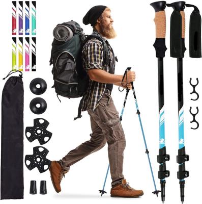 China Cork Carbon Fiber Trekking Poles,Lightweight Foldable Shock Absorbing Hiking,Walking Poles with Natural Cork Grips for sale