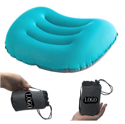 China Press to inflate Costom Logo Ultralight Inflatable Camping Pillow Camp Travel Pillow Compact Blow Up Sleeping Bag Pillow for sale