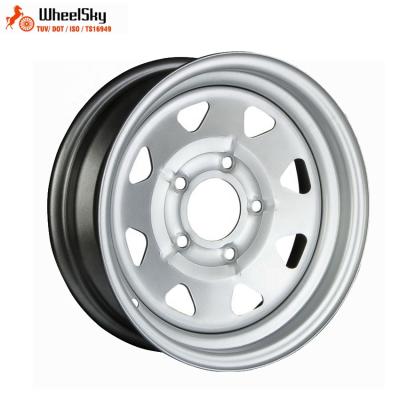 China Trailers And 4x4 Vehicles Wheelsky 15x5.0 PCD 5x1143 Silver Eight Spoke 15 Inch Trailer 4x4 Wheel Steel Rim for sale