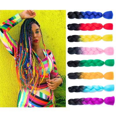 China Wholesale Yaki Braiding Hair Mix Colors Ombre Braid Hair Jumbo Crochet Braid Box Braiding Synthetic Hair Extensions for sale