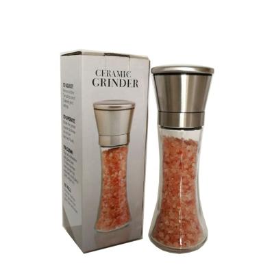 China Sustainable Kitchen Tools Single Salt Mill Stainless Steel Tall Glass Pepper Grinder Rechargeable Salt And Pepper Shaker for sale