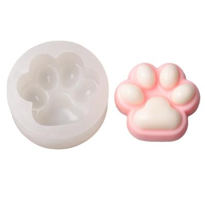 China Disposable Pet Dog Cat Paw Print Silicone Candle Mold Homemade Soap Mold for sale