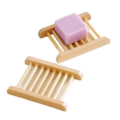 China Rustic Eco-friendly Degradable Home Wooden Accessories Ladder Shape Storage Natural Wood Soap Dish for sale