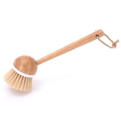 China Pan Long Handle Pan Bathtub Scrub Brushes Kitchen Clean Dishwasher Tools Bamboo Cleaning Brush for sale