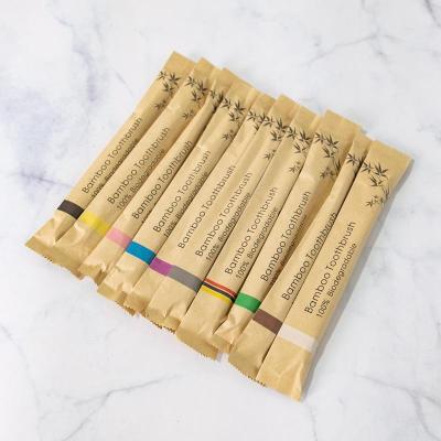 China Travel Bio Degradable Adult Bamboo Toothbrush Hotel Bio Supply Paper Packaging Flat Handle Eco-Friendly Package for sale