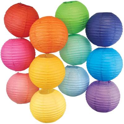 China China Lucky Wholesale Custom Paper Lanterns Printing Chinese Hanging Round Colorful Paper Lamp Circular Foldable Paper Lanterns for sale