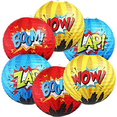 China China Lucky 6 Pieces Hanging Paper Lanterns Comic Birthday Party Decorations For Kids Theme Birthday Party Decorations for sale