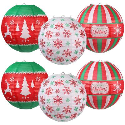 China China Lucky 6 Pcs Christmas Hanging Paper Lanterns Set Christmas Paper Lanterns Decoration Christmas Party Home Decoration Supplies for sale