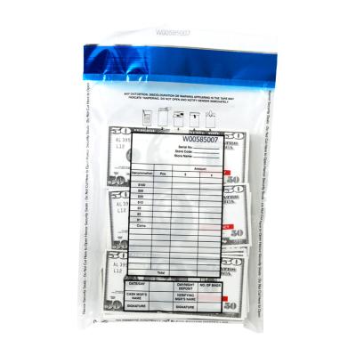 China High Security Level Waterproof Non-Toxic Custom Clear Cash Money Bags / Bank Deposit Bags With Barcode / Tamper Evident Bags for sale