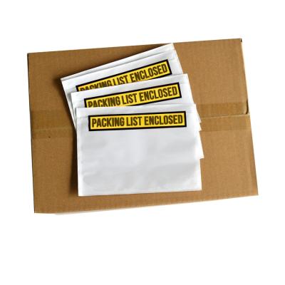 China Logistic Shipping Clear Plastic Pouches Adhesive Document Shipping Label Pouches Enclosed Packing Slip Envelope Pouches Document Wallets Included for sale