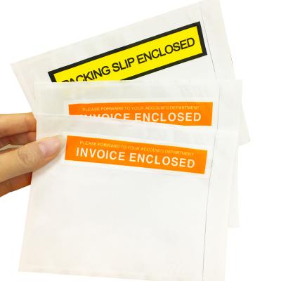 China Waterproof Eco-friendly Non-Toxic Custom Clear Plastic Bags Adhesive Document Shipping Label Pouches Enclosed Packing Slip Envelope Pouches for sale