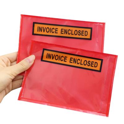 China Waterproof Custom Clear Plastic Bags Adhesive Document Shipping Label Pouches Enclosed Packing Slip Envelope Pouches for sale