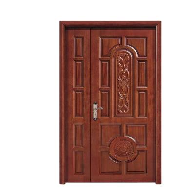 China Fancy exterior wooden double door wood carving wooden door design for sale