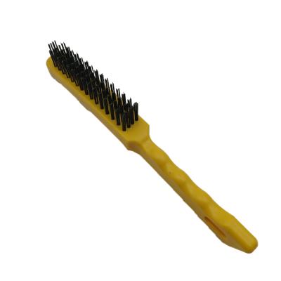 China Plastic Hygiene Cleaning Brush Handle 4X16 Carbon Steel Wire Rows Steel Brush for sale