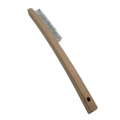 China High Quality Wooden Hygiene Cleaning Brush Long Handle Galvanized Steel Wire Scratch Brushes for sale