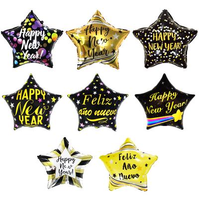 China Party Decoration Happy New Year Foil Mylar Helium Balloon Star Round Foil Balloon for sale