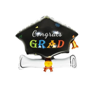 China Party Decoration Black Graduation Hats Foil Balloons Inflatable Doctor Aluminum Foil Balloon for sale