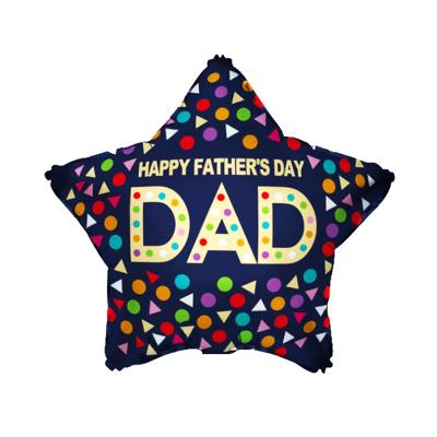 China Party Decoration 18 Inch Happy Father's Day Foil Balloons Helium Round Star Ballons Gifts for Father for sale