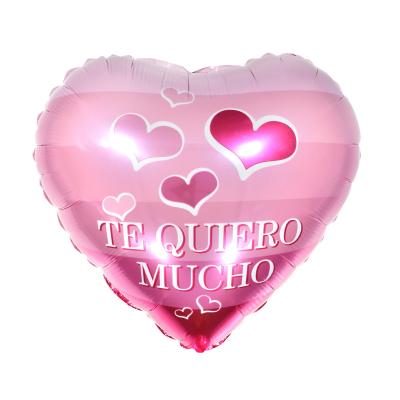 China Decoration Hot Sale 18 inch Heart Spanish Mylar Foil Balloons for Party Supplies for sale