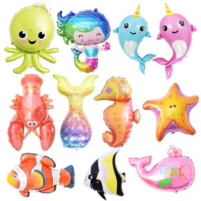 China Party Decoration Ocean Sea Animal Air Ball Holiday Kids Toy Cute Fish Octopus Foil Balloons for sale