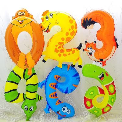 China Decoration Hot Selling Balloon Helium Lovely Cartoon Animal Shaped 0-9 Number Foil Helium Balloons for sale