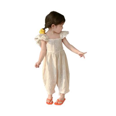 China 2023 Summer New Style Children's Fashionable Embroidery Fly-sleeve Overalls Children's Breathable Korean Version Girls Overalls for sale