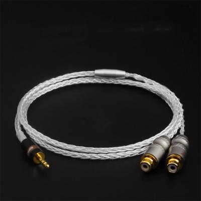 China Single End Crystal Silver COMPUTER Hi 3.5mm to 2RCA Cable Amplifier Sound Card PC Female Audio Extension Cable for sale