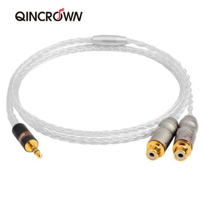 China COMPUTER QINCROWN 2RCA Silver 3.5mm Male To Female A HIFI AUX. of cable two in car audio extension cable for sale