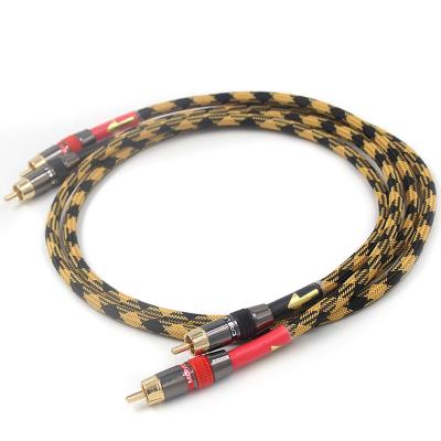 China Computer High Putiry OFC Copper Audio Cable Pure Copper Gold Plated RCA To Plug In Powered Subwoofers Lines for sale