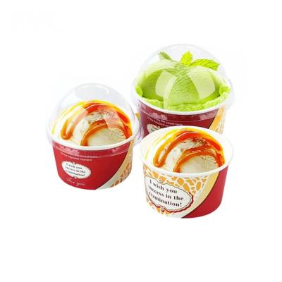 China Disposable 3-26oz Customized Printing Degradable Ice Cream Paper Cup With Lid for sale