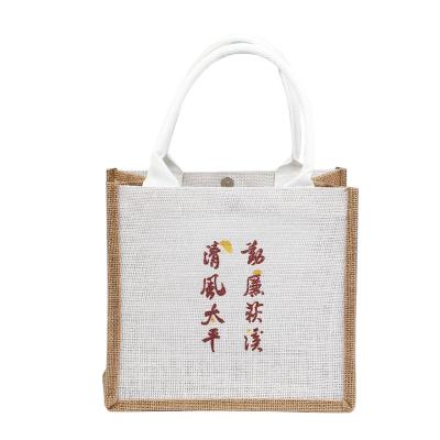 China Who respects the environment; Recyclable; Reusable Colorful Printed Canvas Convenience Bags Soft Burlap Embroidery Handbags Tote Bags for sale