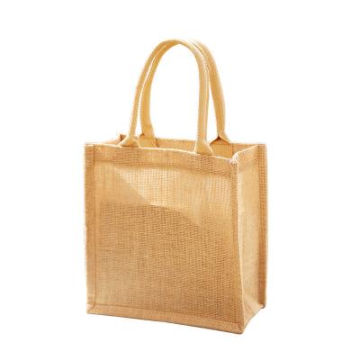 China Who respects the environment; Recyclable; Organic Bags Tote Bag Natural Jute Fashion Reusable Korean Style Natural Reusable Tote for sale