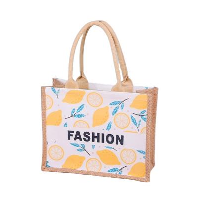 China Who respects the environment; Recyclable; Good Quality Reusable Custom Printed Handbags Customized Color Bags Natural Jute Packaging for sale