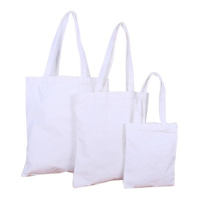 China Who respects the environment; Recyclable; Stock Reusable Plain Cotton Canvas White Grocery Tote Bag With Custom Logo for sale