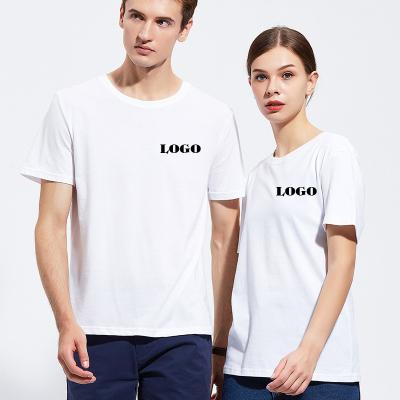 China Anti Wrinkle Anti Wrinkle Unisex Simple White T-shirt Size Cloth Custom Printing For Logo Printing for sale