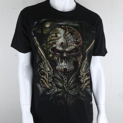 China 100% Skull Anti-wrinkle Monster Printing Soft Breathable Cotton 3D Men's Short Sleeve T-shirt Customized parride for sale