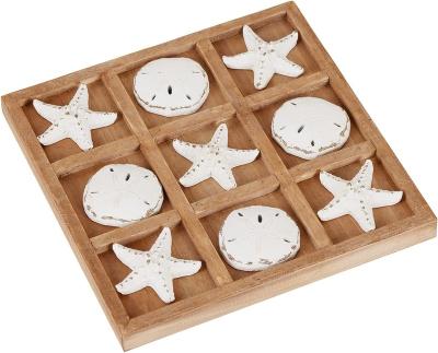 China Soft Wooden Board Travel Game Beach Tic Tac Toe For Fun Coastal Beach Wooden Game for sale