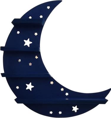 China Crescent Moon Shelf Blue Nail Polish Adjustable Nursery Essential Oils (Size) with LED Back Lights Stars for sale