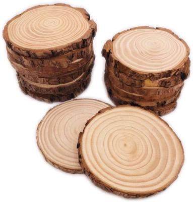 China Unfinished Rustic Africa Wedding Natural Wood Slices Circles For Coasters DIY Crafts for sale