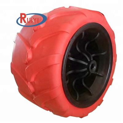 China STORAGE AND LOGITICS Polyurethane Foam Puncture Proof Flat Free Tire 7 Inch Wheel For Beach Trolley 7x4 Inch PU Wheels for sale