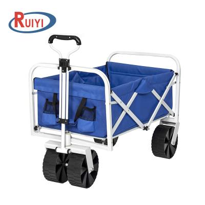 China Portable All Terrain Folding Beach Trolley Trolley Cart Customized with Big Plastic Four Wheel Cart Foldable Trolley Cart for sale