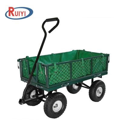 China Heavy Duty Mesh Garden Work Beach Trolley 4 Wheels Outdoor Steel Garden Tool Utility Cart for sale