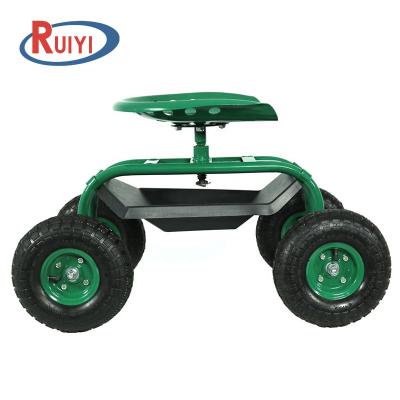 China Garden Cart Folding Rolling Work Seat With Tray Heavy Duty Scooter Gardening Tool Planting for sale