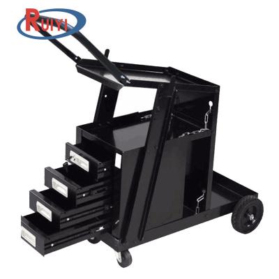 China Tool Motors 4 Drawer Wheels and Tank Storage Rolling Welding Cart Welders for CAT MIG Welder and Plasma Cutter for sale